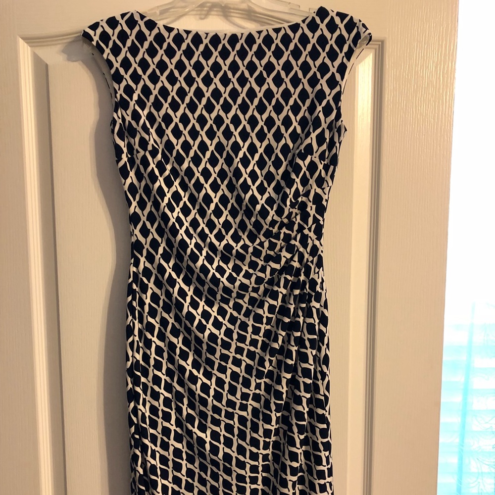 Ralph Lauren fitted navy & white midi dress